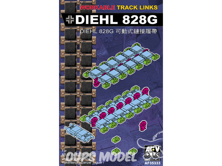 AFV Club chenille AF35333 Kit de conversion de chenilles articulées T84 pour M4 Sherman HVSS 1/35