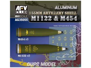 AFV CLUB maquette militaire AG35055 Obus d'artillerie dM1122 et M454 métal 1/35