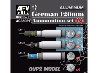 AFV CLUB maquette militaire AG35061 Set de munitions allemandes de 120 mm (A) métal 1/35