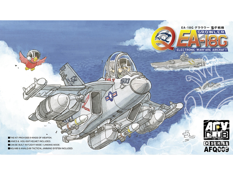 AFV CLUB maquette avion Q009 Q-Scale Avion de guerre électronique EA-18G Growler style oeuf