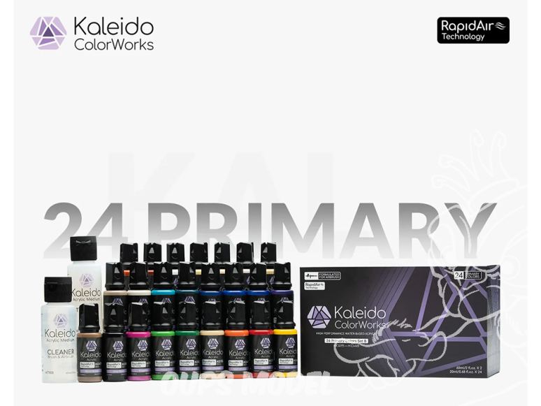 Kaleido Colorworks peinture acrylique 46760 Set de 24 couleurs primaires Set B 24 x 20ml