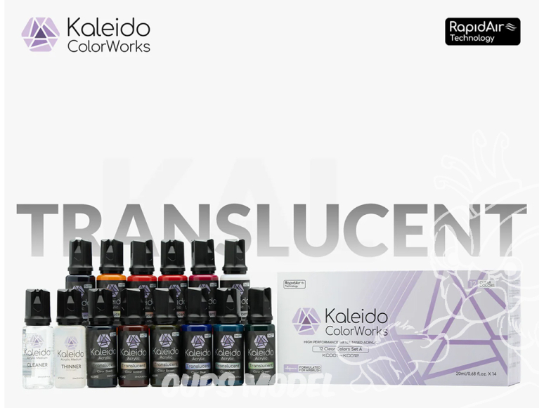 Kaleido Colorworks peinture acrylique 46784 Set de 12 couleurs translucides 12 x 20ml