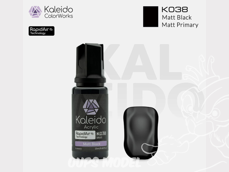 Kaleido Colorworks peinture acrylique K038 Noir mat - Matt black 20ml
