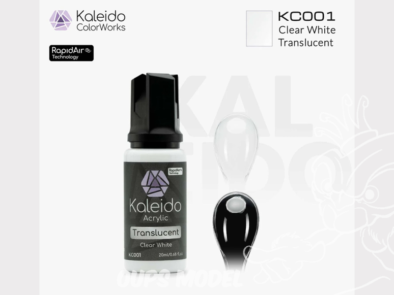 Kaleido Colorworks peinture acrylique KC001 Blanc transparent - Clear White Translucent 20ml