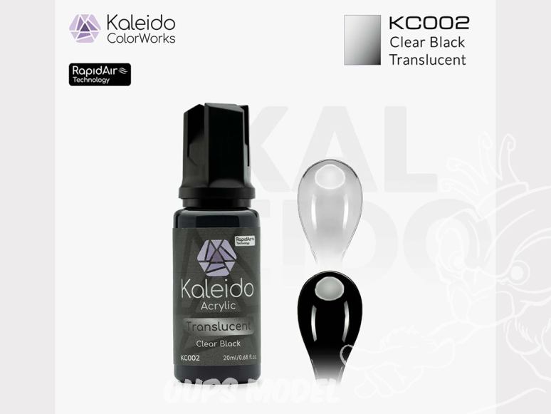 Kaleido Colorworks peinture acrylique KC002 Noir transparent - Clear Black Translucent 20ml