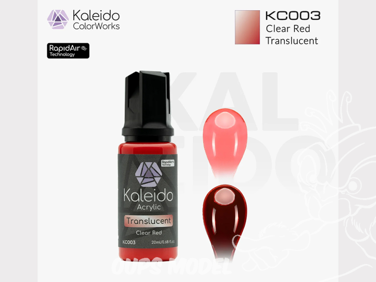Kaleido Colorworks peinture acrylique KC003 Rouge transparent - Clear Red Translucent 20ml