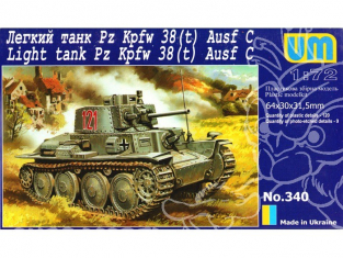 UM Unimodels maquettes militaire 340 PzKpfw 38(t) AUSF C 1/72