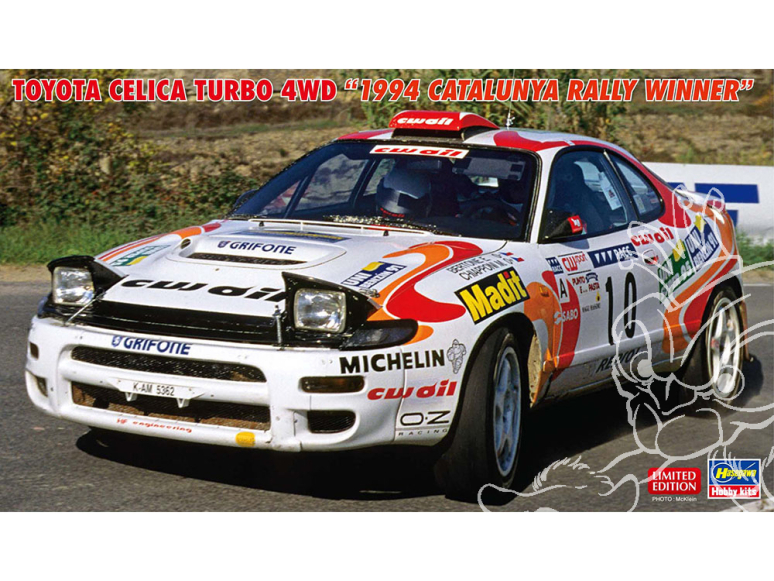 Hasegawa maquette voiture 20807 Toyota Celica Turbo 4WD Vainqueur du Rallye de Catalogne 1994 1/24