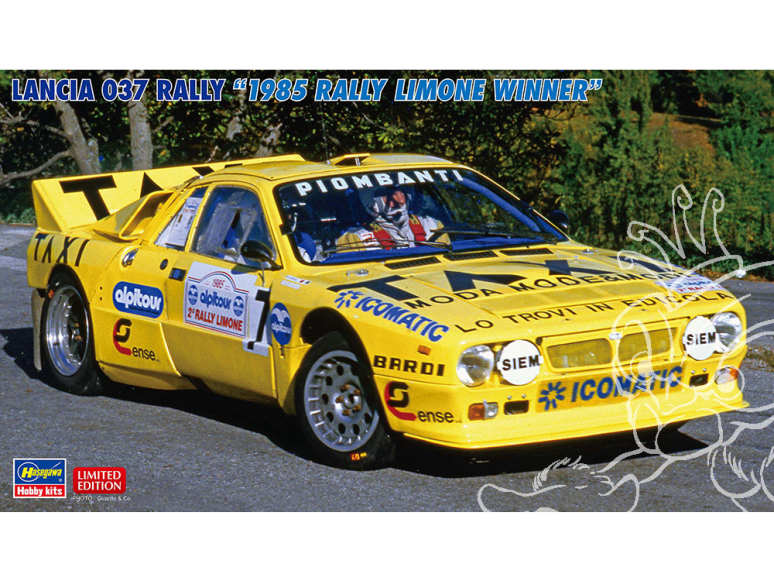 HASEGAWA maquette voiture 20806 Lancia 037 Rally Vainqueur du Rallye de Limone 1985 1/24