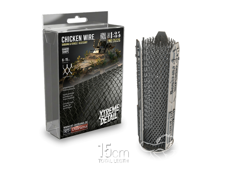 RT-Diorama 35326 Grillage à poules ultra-fin forme diamant longueur 15cm /35