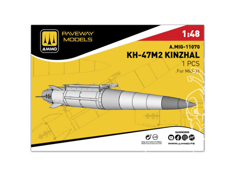 Ammo Mig Paveway Models A.MIG-11070 KH-47M2 KINZHAL x1 1/48