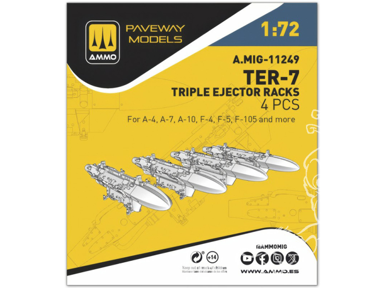 Ammo Mig Paveway Models A.MIG-11249 TER-7 Triple Ejector Racks x4 1/72