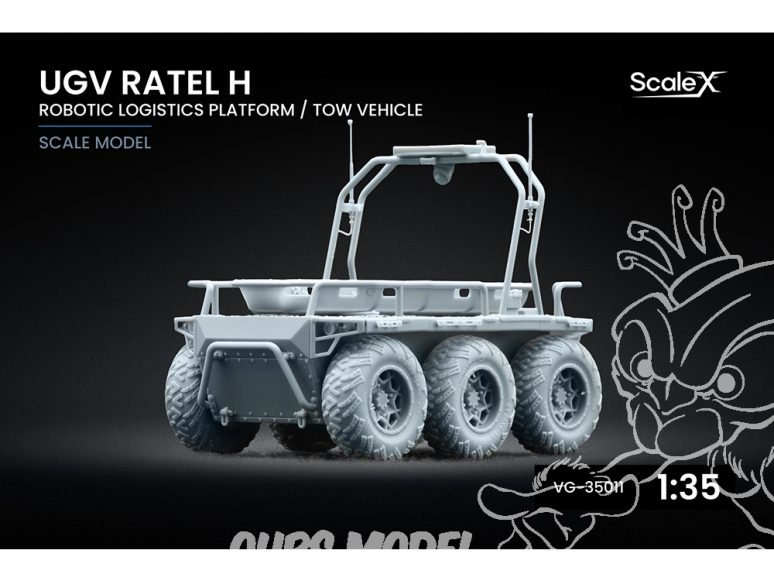 ScaleX maquette militaire VG-35011 UGV Ratel H - plateforme logistique robotisée/véhicule de remorquage 1/35