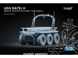 ScaleX maquette militaire VG-72011 UGV Ratel H — plateforme logistique robotisée/véhicule de remorquage 1/72