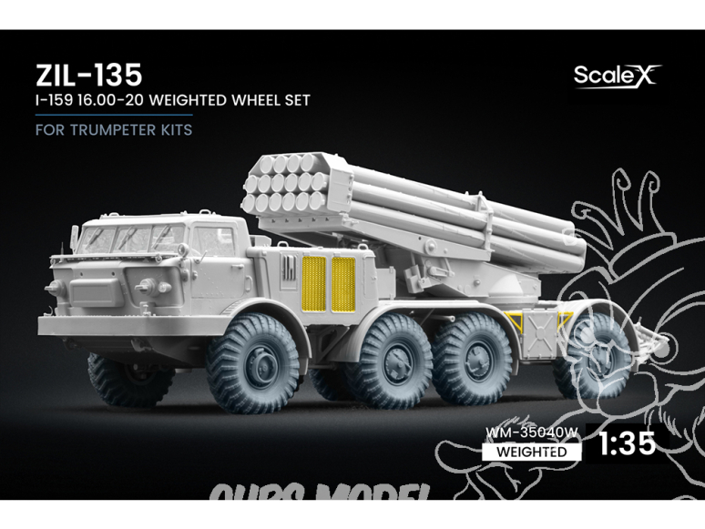 ScaleX accessoire militaire WM-35040W ZIL-135 I-159 Set de roues affaissées Trumpeter 1/35