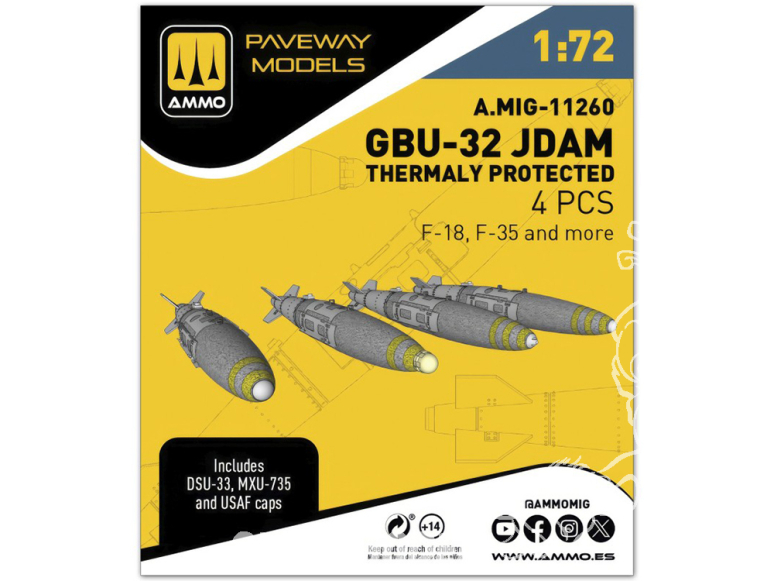Ammo Mig Paveway Models A.MIG-11260 GBU-32 JDAM Thermaly portected x4 1/72