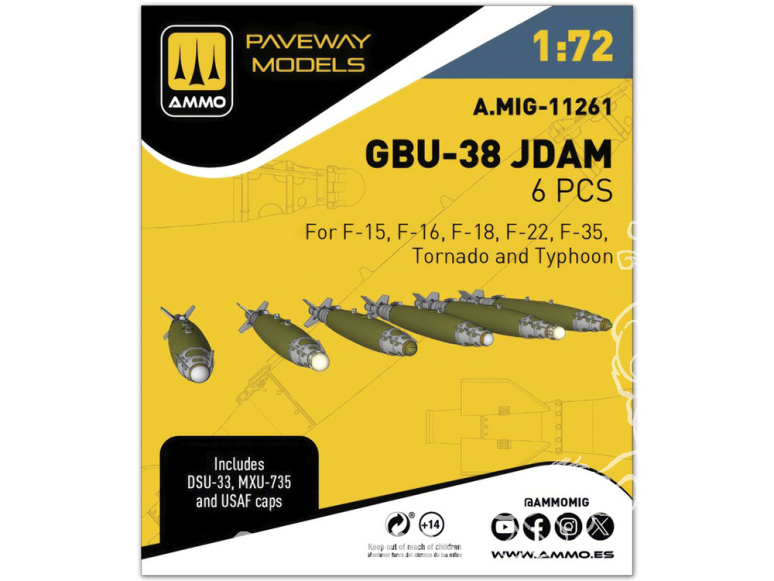 Ammo Mig Paveway Models A.MIG-11261 GBU-38 JDAM x6 1/72