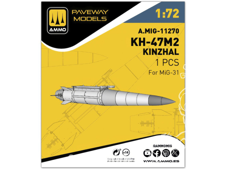 Ammo Mig Paveway Models A.MIG-11270 KH-47M2 KINZHAL x1 1/72