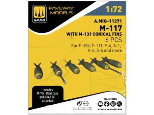 Ammo Mig Paveway Models A.MIG-11271 M-117 avec empennage conique M-131 x6 1/72