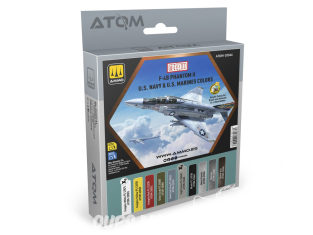 MIG peinture Atom 20944 Set couleurs F-4B Phantom II U.S. Navy & U.S. Marines 12 x 20ml