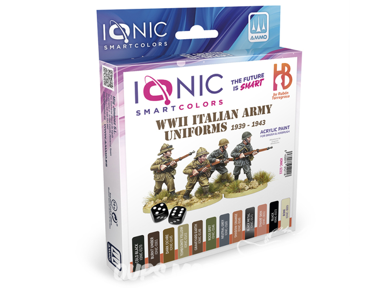 MIG peinture IONIC 1211 Set uniformes Armée Italienne WWII 1939-1943 12 x 20ml