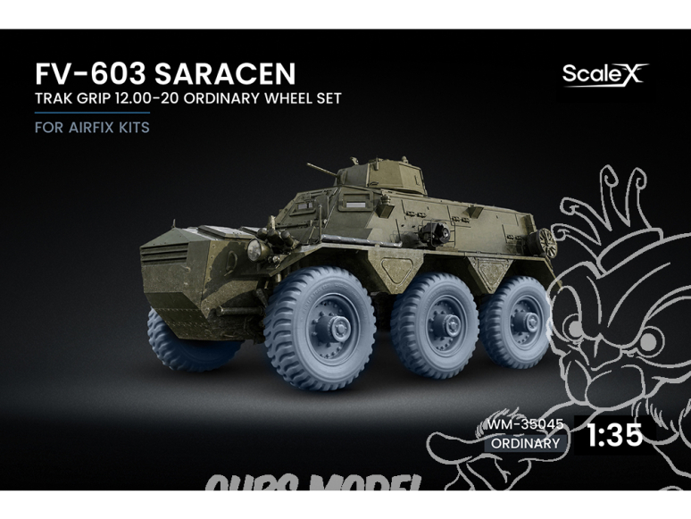 ScaleX accessoire militaire WM-35045 FV-603 Saracen TRAK GRIP 12.00-20 Set de roues ordinaires Airfix 1/35