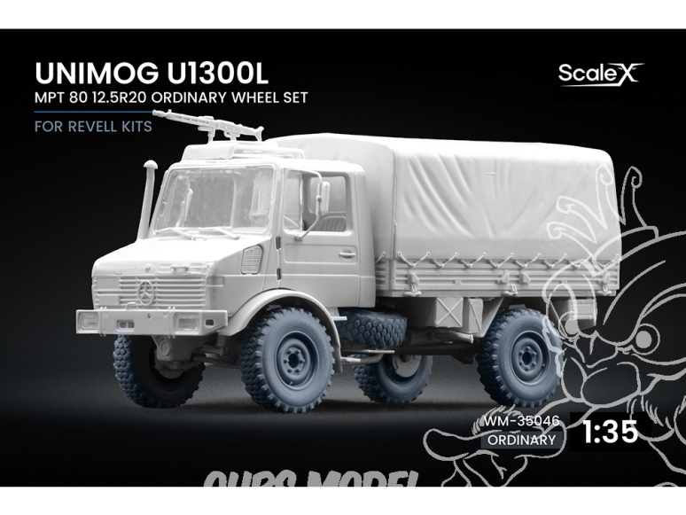 ScaleX accessoire militaire WM-35046 Unimog U1300L MPT 80 Set de roues ordinaires Revell 1/35