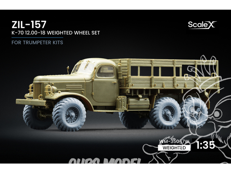 ScaleX accessoire militaire WM-35047W ZIL-157 K-70 Set de roues affaissées Trumpeter 1/35