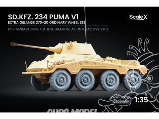 ScaleX accessoire militaire WW-35010 Sd.Kfz. 234 Puma v1 set de roues ordinaires Dragon / Mini art / RFM / Italeri / Ak 1/35