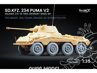 ScaleX accessoire militaire WW-35011 Sd.Kfz. 234 Puma v2 set de roues ordinaires Dragon / Mini art / RFM / Italeri / Ak 1/35