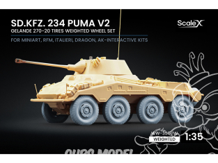 ScaleX accessoire militaire WW-35011W Sd.Kfz. 234 Puma v2 set de roues affaissées Dragon / Mini art / RFM / Italeri / Ak 1/35