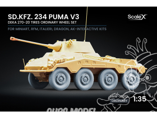ScaleX accessoire militaire WW-35012 Sd.Kfz. 234 Puma v3 set de roues ordinaires Dragon / Mini art / RFM / Italeri / Ak 1/35