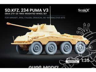 ScaleX accessoire militaire WW-35012W Sd.Kfz. 234 Puma v3 set de roues affaissées Dragon / Mini art / RFM / Italeri / Ak 1/35