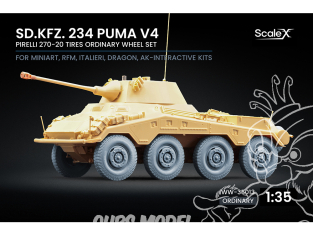 ScaleX accessoire militaire WW-35013 Sd.Kfz. 234 Puma v4 set de roues ordinaires Dragon / Mini art / RFM / Italeri / Ak 1/35