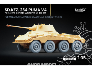 ScaleX accessoire militaire WW-35013W Sd.Kfz. 234 Puma v4 set de roues affaissées Dragon / Mini art / RFM / Italeri / Ak 1/35