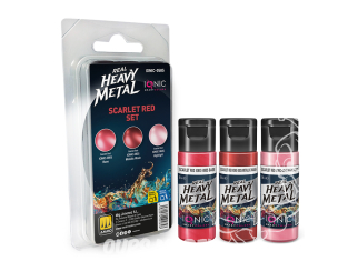 Ammo MIG IONIC peinture 0585 Heavy Metal Set Rouge écarlate - Scarlet Red 3 x 20ml