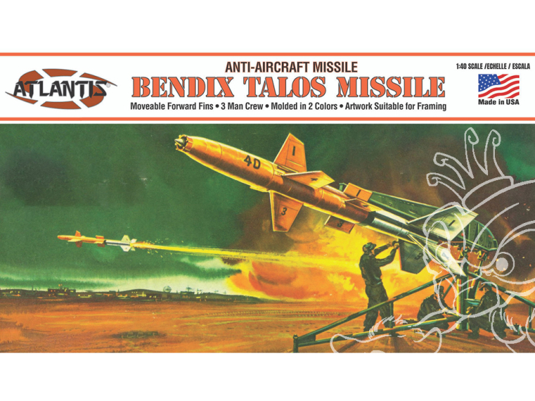 Atlantis maquette avion H1808 Missile antiaérien Bendix Talos avec trois figurines 1/40