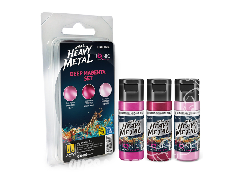Ammo MIG IONIC peinture 0586 Heavy Metal Set Magenta profond - Deep Magenta 3 x 20ml