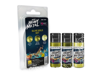 Ammo MIG IONIC peinture 0595 Heavy Metal Set Or Olive - Olive Gold 3 x 20ml