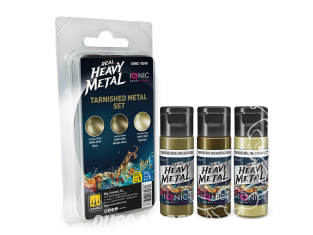 Ammo MIG IONIC peinture 0598 Heavy Metal Set Metal terni - Tarnished metal 3 x 20ml