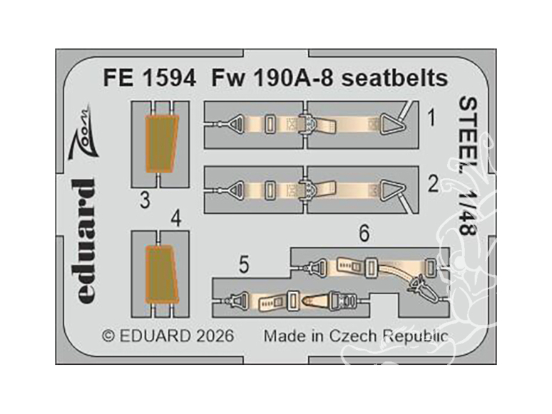 EDUARD photodecoupe avion FE1594 Harnais métal Focke Wulf Fw 190A-8 Hobby Boss 1/48