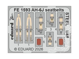 EDUARD photodecoupe hélicoptère FE1593 Zoom amélioration AH-6J Icm 1/48