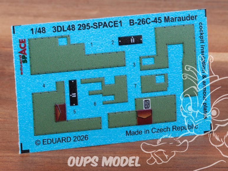 Eduard Space décalques 3D 3DL48295 B-26C-45 Marauder Isolation du cockpit et plaques de blindage Icm 1/48