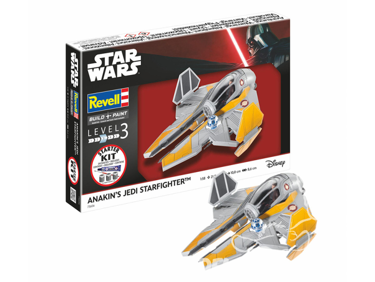 Revell maquette Star Wars 73606 Starter Kit Le chasseur stellaire d'Anakin avec peinture et accessoires de base 1/58