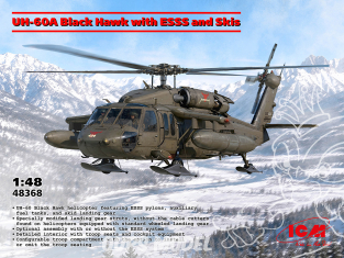 Icm maquette helicoptére 48368 UH-60A Black Hawk équipé du système ESSS et de skis 1/48