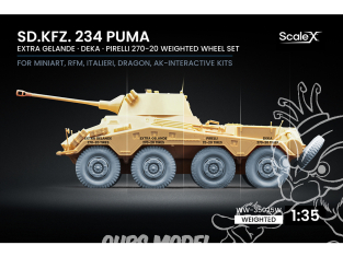 ScaleX accessoire militaire WW-35025W Sd.Kfz. 234 Puma V1+V1+V4+V3 set de roues affaissées Drag / Mini / RFM / Italeri / Ak 1/35
