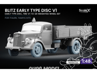 ScaleX accessoire militaire WW-48001W Opel Blitz Early v1 Set de roues affaissées Italeri / Tamiya 1/48