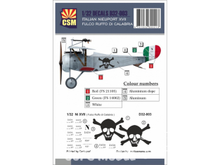 Copper State Models D32-003 Decals Nieuport XVII ItalienFulco Ruffo Di Calabria 1/32