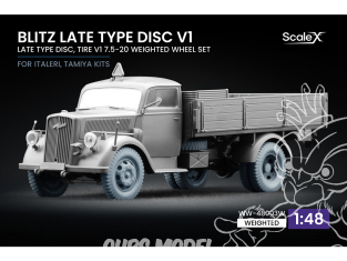 ScaleX accessoire militaire WW-48003W Opel Blitz Late v1 Set de roues affaissées Italeri / Tamiya 1/48