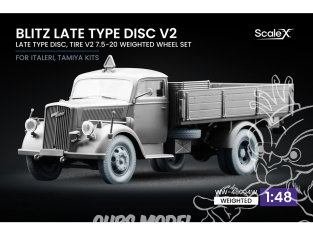 ScaleX accessoire militaire WW-48004W Opel Blitz Late v2 Set de roues affaissées Italeri / Tamiya 1/48